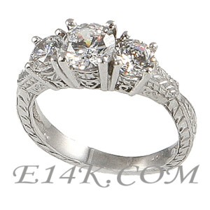 14k Gold Antique Cubic Zirconia Jewelry / Rings