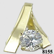 14k Gold 1ct Russian CZ Cubic Zirconia , Slide/Pendant