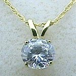 Solid 14k Gold Russian CZ Cubic Zirconia Round/Brilliant Necklace
