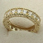 14k Gold Antique Style Eternity CZ Cubic Zirconia Ring