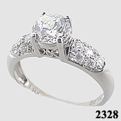 14k Gold White 1.5 ct Russian CZ/Cubic Zirconia Pave` ring