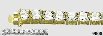 Solid 14k Gold 7 Carat CZ Cubic Zirconia Tennis Bracelet - Product Image