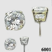 14k Solid Yellow or White Gold Russian CZ/Cubic Zirconia Stud Earrings