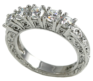 14k Gold CZ Antique Wedding Anniversary Band Ring - Product Image