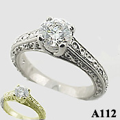 1ct 14k Gold Antique Lucern CZ Cubic Zirconia Engagement Ring - Product Image