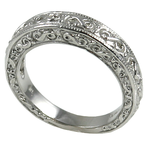 14k Gold Antique Fancy Wedding Band Ring - Product Image