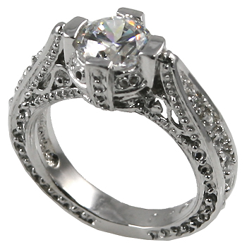 14k Gold 1ct Fancy Antique/Victorian CZ Cubic Zirconia Ring