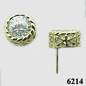 14k Gold Antique/Filigree Style CZ Cubic Zirconia Earrings - Product Image