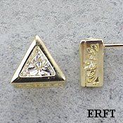14k Gold Triangle Cut Filigree Bezel CZ Cubic Zirconia Earrings - Product Image