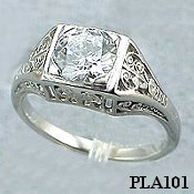 Platinum 1ct CZ Antique/Deco style Engagement ring Platinum 1ct CZ Antique/Deco style Engagement ring - Product Image