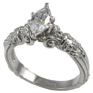 14k Gold Marquis Antique Engagement CZ Cubic Zirconia Ring