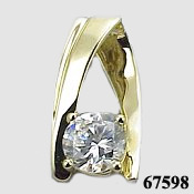 Solid 14k Gold 1ct Russian CZ Cubic Zirconia Ribbon Slide/Pendant