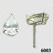 Solid 14k Gold 2 Carat Pear Cut CZ Cubic Zirconia Earrings - Product Image