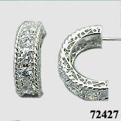 14k Gold 1 ctw CZ Cubic Zirconia Antique Half-hoop Earrings - Product Image