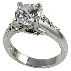 14k Gold Antique/Floral CZ Cubic Zirconia Engagement Ring - Product Image