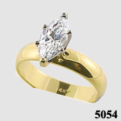 14k Gold Marquis CZ 4mm Wide Band Engagement Solitaire Ring