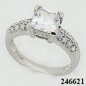14k Gold Cubic Zirconia CZ Ring Cushion Cut Center Ring 14k Gold Cubic Zirconia CZ Ring Cushion Cut Center Ring - Product Image