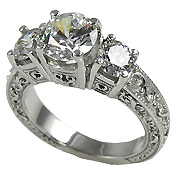 Platinum Antique Estate 3 Stone Engagement Ring 2 1/2 ctw Platinum Antique Estate 3 Stone Engagement Ring 2 1/2 ctw - Product Image