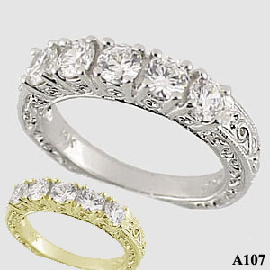 Platinum Antique 5 Stone Wedding/Anniversary Ring Band Platinum Antique 5 Stone Wedding/Anniversary Ring Band - Product Image