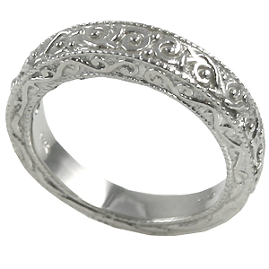 14k Gold Antique Victorian Anniversary Wedding Band Ring - Product Image