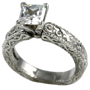 14k Gold Antique Victorian Engagement CZ Cubic Zirconia Ring