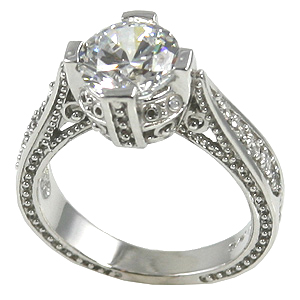 14k Gold 2ct Fancy Antique/Victorian CZ Cubic Zirconia Ring
