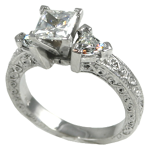 14k Gold Antique/Deco Princess Trillions CZ Cubic Zirconia ring