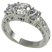 14k Gold 2 ctw 3 Stone Antique/Deco Fancy CZ Cubic Zirconia Ring 14k Gold 2 ctw 3 Stone Antique/Deco Fancy CZ Cubic Zirconia Ring