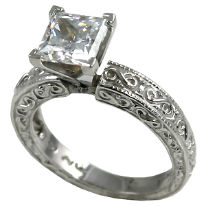 14k Gold CZ Cubic Zirconia Rings Antique Style Engagement Ring