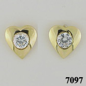 14k Gold Heart Bezel CZ Cubic Zirconia Earrings - Product Image