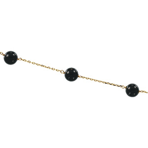 Solid 14k Gold CZ Cubic Zirconia Black Onyx Station Necklace Solid 14k Gold CZ Cubic Zirconia Black Onyx Station Necklace - Product Image