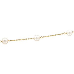 Solid 14k Gold CZ Cubic Zirconia Culture Pearl Station Necklace Solid 14k Gold CZ Cubic Zirconia Culture Pearl Station Necklace - Product Image