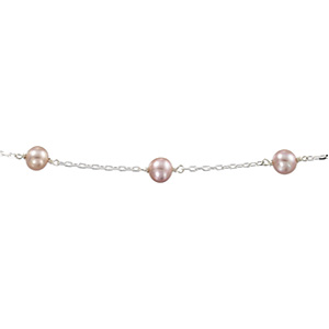 Pink Pearl Sterling Silver Station Necklace