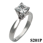 14k Gold CZ/Cubic Zirconia Tulipset Princess Solitaire Engagement Ring