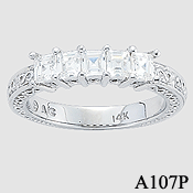 Sterling Silver 1 ctw Princess Antique Wedding/Anniversary CZ Band