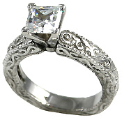 Sterling Silver Antique Victorian Engagement CZ Cubic Zirconia Ring Sterling Silver Antique Victorian Engagement CZ Cubic Zirconia Ring
