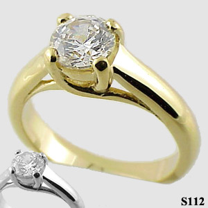 Sterling Silver Lucern Engagement Solitaire CZ Cubic Zirconia Ring