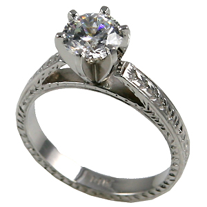 14k Gold CZ Cubic Zirconia Rings Antique Cathedral Engagement Ring