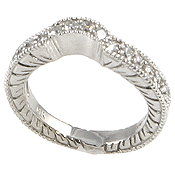 Sterling Silver CZ/Cubic Zirconia Curved Matching Wedding Band Ring - Product Image