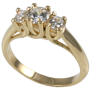 Sterling Silver Lucern 3 Stone CZ Cubic Zirconia Ring - Product Image
