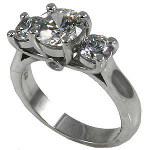 Sterling Silver Modified Lucern 3 Stone CZ/Cubic Zirconia Ring - Product Image
