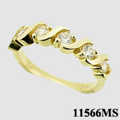 Sterling Silver CZ Wedding Anniversary 5 Stone Band Ring - Product Image