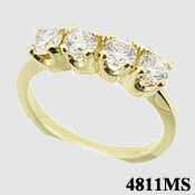 Sterling Silver 1 CTW CZ 4 Stone Wedding/Anniversary Band Ring - Product Image
