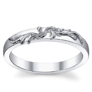 Sterling Silver Antique Fancy Floral Wedding Band Ring - Product Image