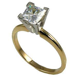 14k Gold Russian CZ V Shaped Prongs Princess Engagement Solitaire Ring 14k Gold Russian CZ V Shaped Prongs Princess Engagement Solitaire Ring - Product Image