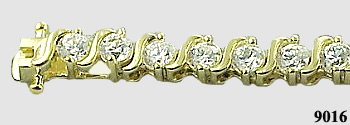 Solid 14k Gold 5 Carat "S" Link CZ Cubic Zirconia Tennis Bracelet - Product Image