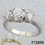 14k White Gold 1.5 ctw CZ Cubic Zirconia Antique style ring - Product Image