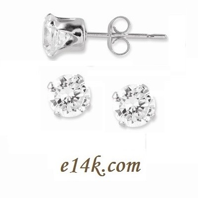 .925 Classic Sterling Silver 1ctw CZ Stud Earrings Cubic Zirconia Earrings