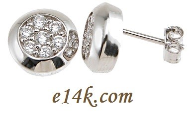 .925 Sterling Silver 0.50ctw CZ Pave' Set Round Brilliant Cubic Zirconia Earrings