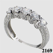 14k Gold Antique Style CZ Cubic Zirconia Anniversary Ring - Product Image